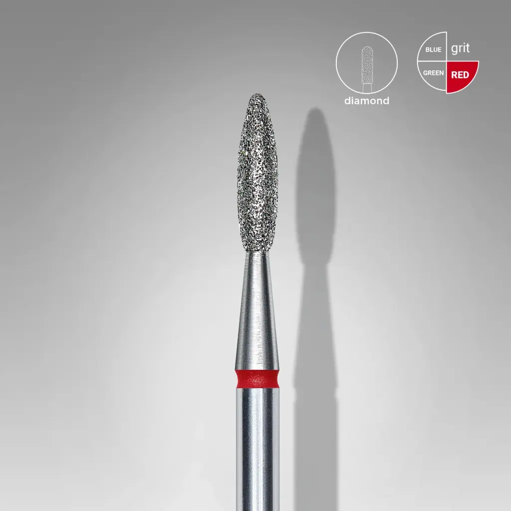 [FA10R021/8] Staleks-Diamond Nail Drill Bit Flame Red Expert 2.1 mm