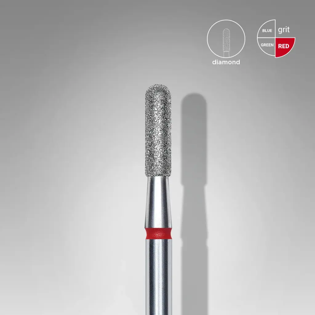 [FA30R023/8] Staleks-Diamond Nail Drill Bit Rounded Cylinder Red Expert 2.3 mm