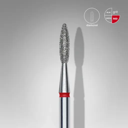 [FA10R021/8] Staleks-Diamond Nail Drill Bit Flame Red Expert 2.1 mm